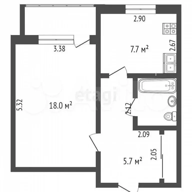 1-к. квартира, 36,5 м, 8/10 эт. - Фото 0