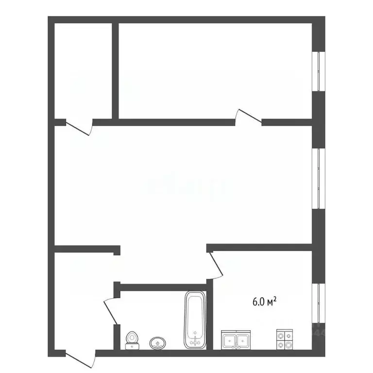 2-к кв. Тюменская область, Тюмень Рижская ул., 78 (44.1 м) - Фото 1