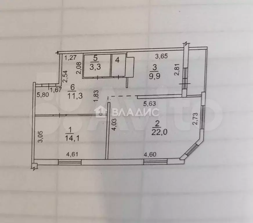 2-к. квартира, 62,3 м, 2/9 эт. - Фото 0