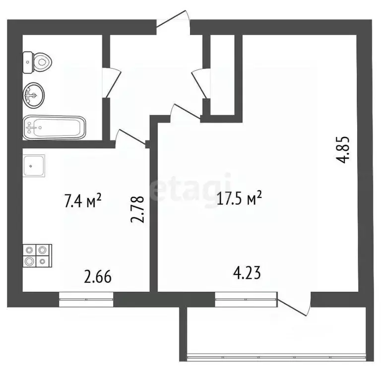 1-к кв. Владимирская область, Ковров Волго-Донская ул., 23 (32.8 м) - Фото 1