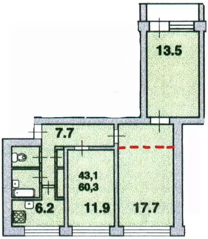 3-к кв. Санкт-Петербург просп. Стачек, 89К1 (60.3 м) - Фото 1