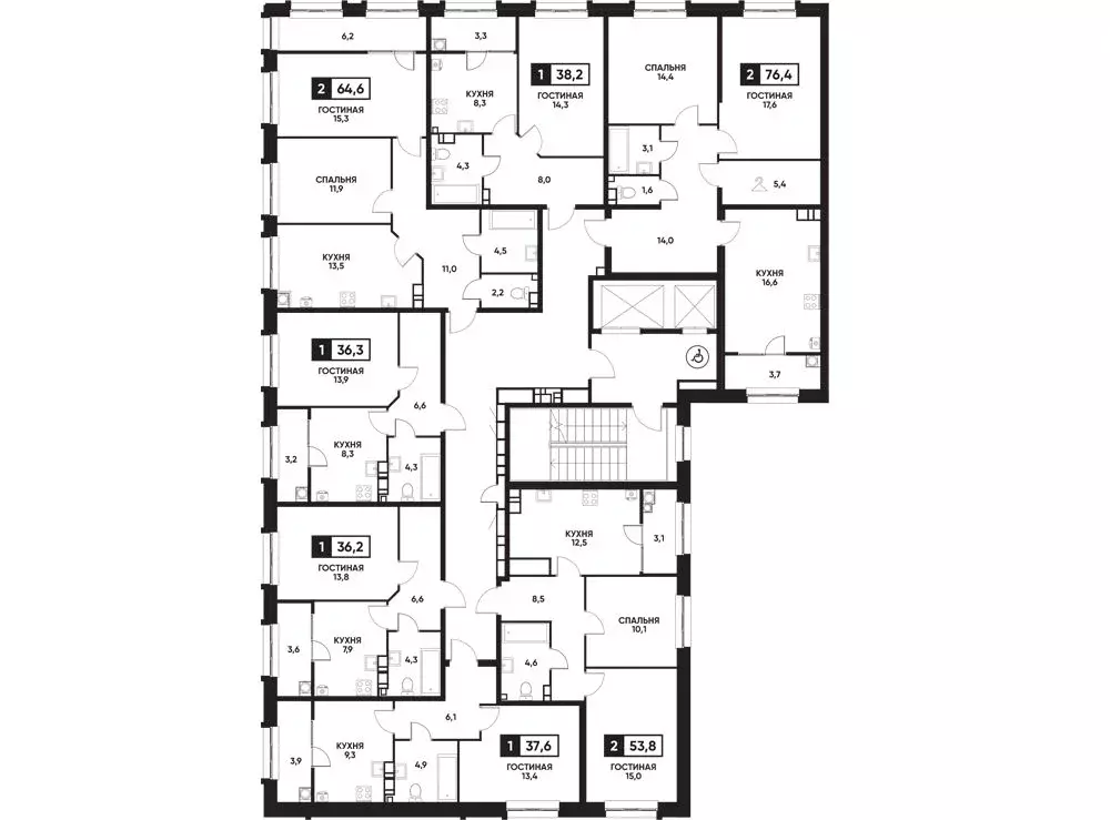 2-к кв. Ставропольский край, Ставрополь ул. Андрея Голуба, 14к1 (76.5 ... - Фото 1