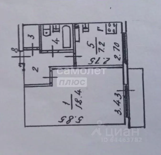 1-к кв. Вологодская область, Грязовецкий муниципальный округ, пос. ... - Фото 2