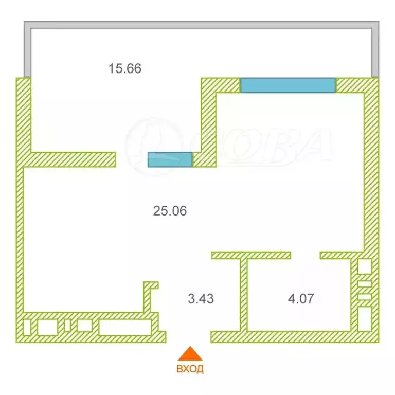 Квартира-студия: Тюмень, ул. Льва Толстого, 19 (37 м) - Фото 0