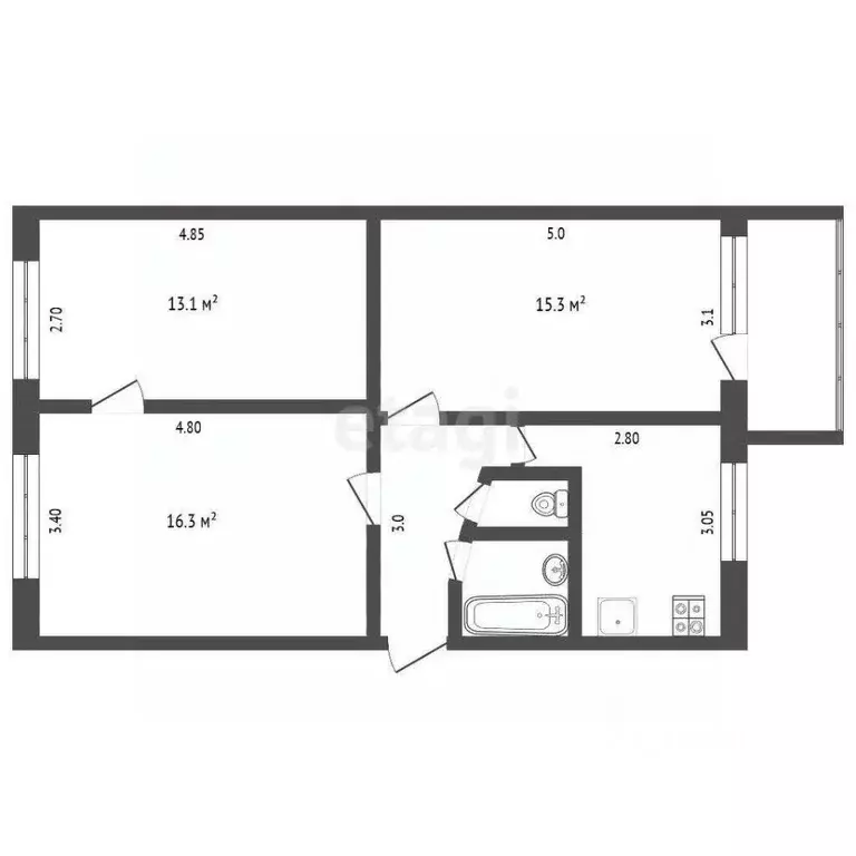 2-к кв. Калужская область, Малоярославец Первомайская ул., 3 (58.5 м) - Фото 2