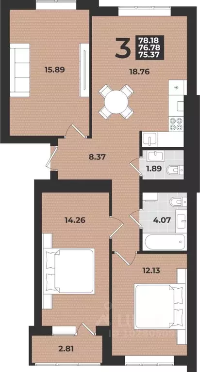 3-к кв. Калининградская область, Калининград ул. Героя России ... - Фото 1
