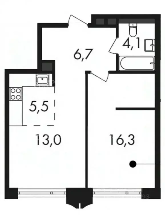 Квартира, 2 комнаты, 45.6 м - Фото 1