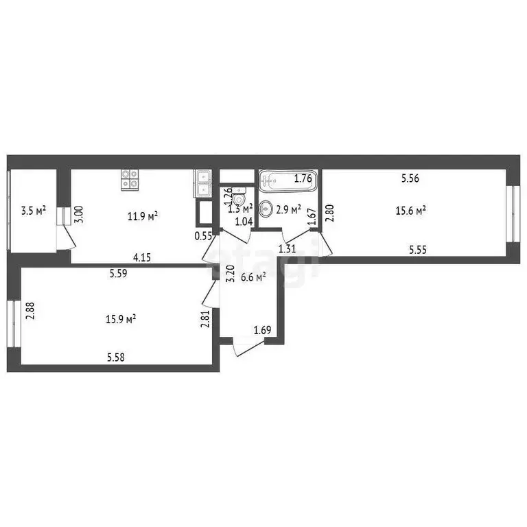 2-комнатная квартира: Мурино, Новая улица, 13к1 (54.2 м) - Фото 1