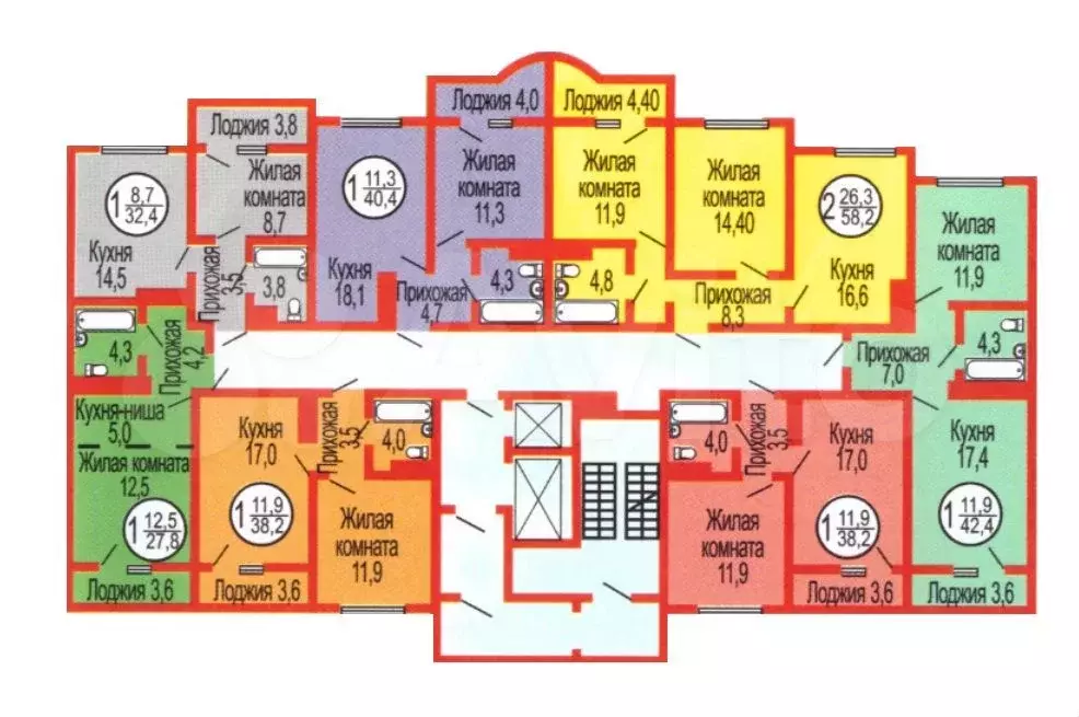 1-к. квартира, 40 м, 3/17 эт. - Фото 1