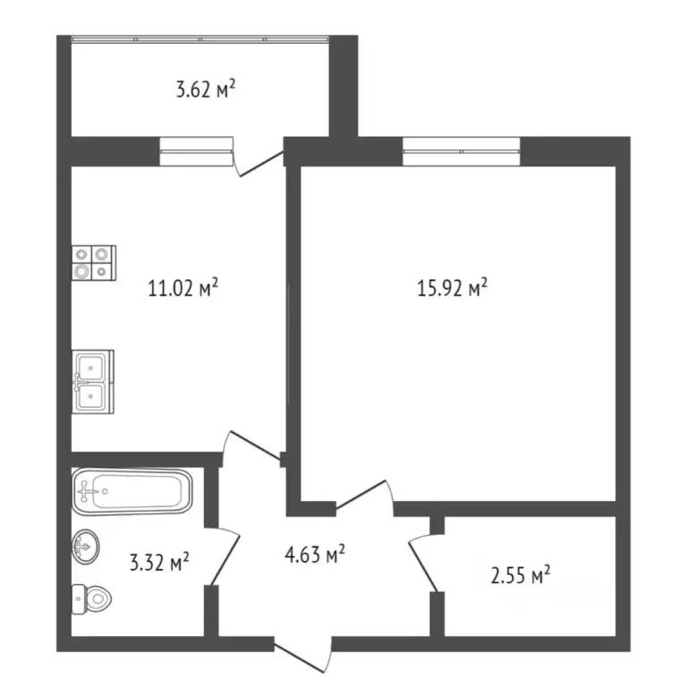 1-к кв. Тюменская область, Тюмень ул. Газопромысловая, 9 (37.6 м) - Фото 1