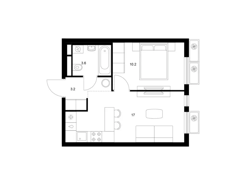 1-к квартира, 34 м - Фото 0
