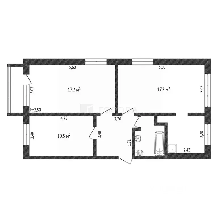 3-к кв. Кемеровская область, Новокузнецк ул. Радищева, 36 (61.7 м) - Фото 2