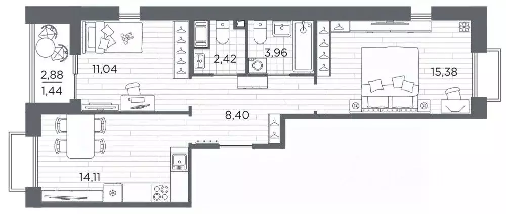 2-к кв. Санкт-Петербург Полюстровский просп., 87 (56.75 м) - Фото 1