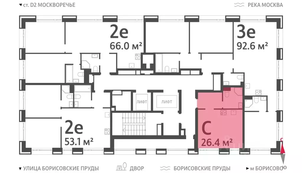 Студия Москва Парксайд жилой комплекс, 2 (26.4 м) - Фото 1