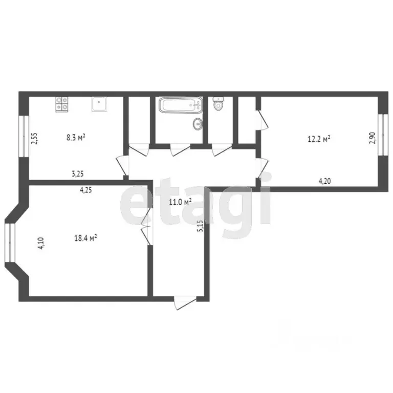 2-к кв. Ямало-Ненецкий АО, Новый Уренгой Юбилейный мкр, 4/2 (53.3 м) - Фото 1