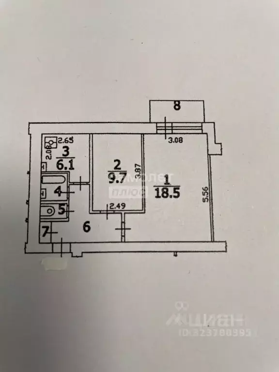 2-к кв. Московская область, Красногорск Железнодорожная ул., 1к3 (45.4 ... - Фото 2