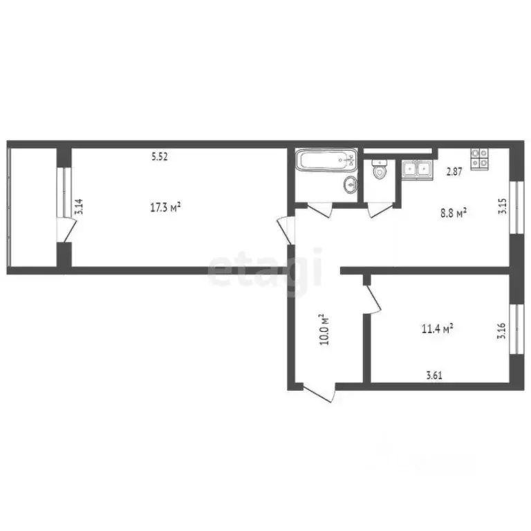 2-к кв. Ямало-Ненецкий АО, Ноябрьск ул. Изыскателей, 38В (52.0 м) - Фото 1