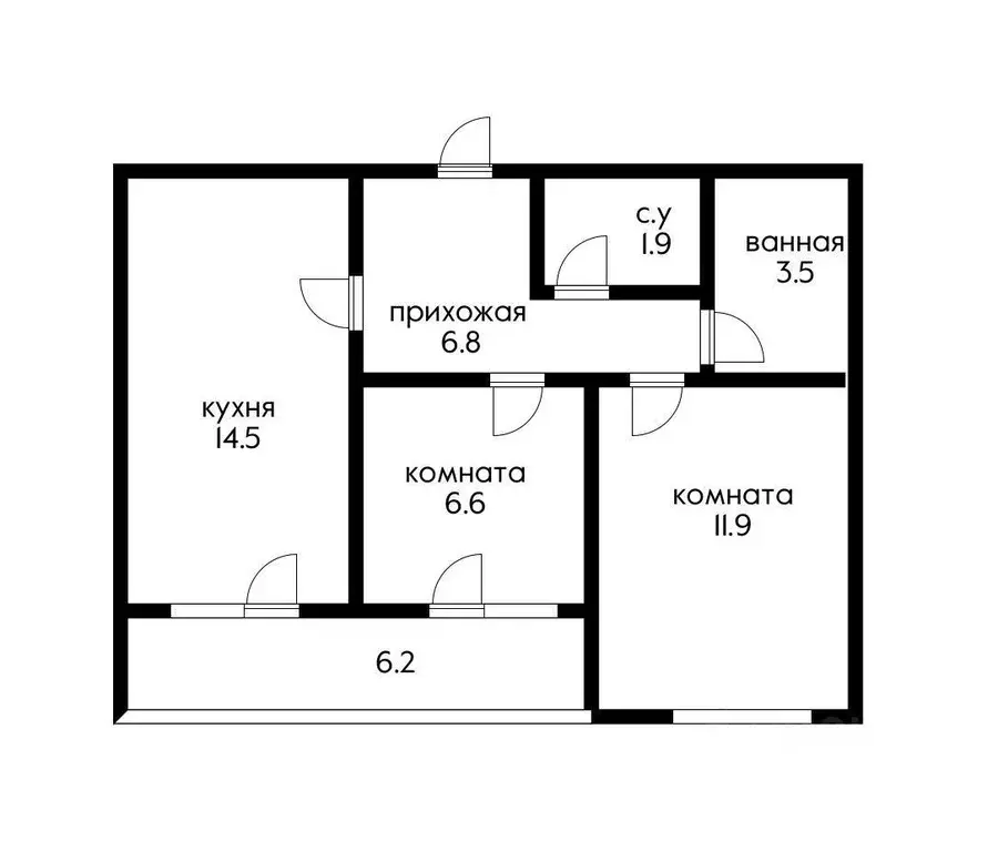 Квартира, 2 комнаты, 50 м - Фото 0