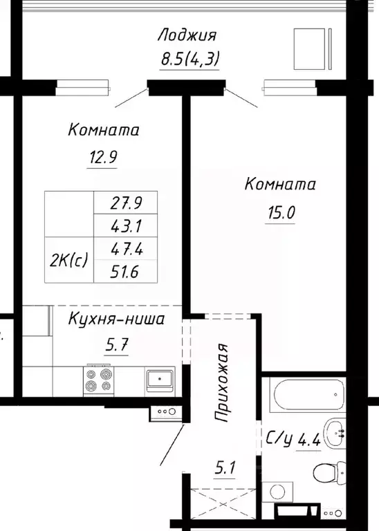 2-к кв. Алтайский край, Барнаул ул. Им. Анатолия Мельникова, 1 (47.4 ... - Фото 0