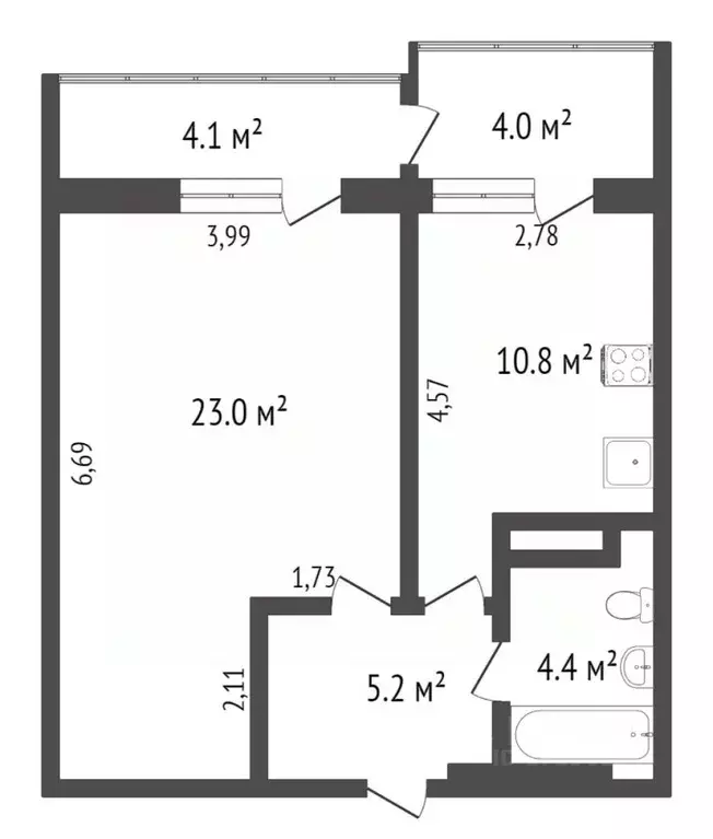 1-к кв. Тюменская область, Тюмень ул. Ю.-Р.Г. Эрвье, 30к1 (43.5 м) - Фото 1