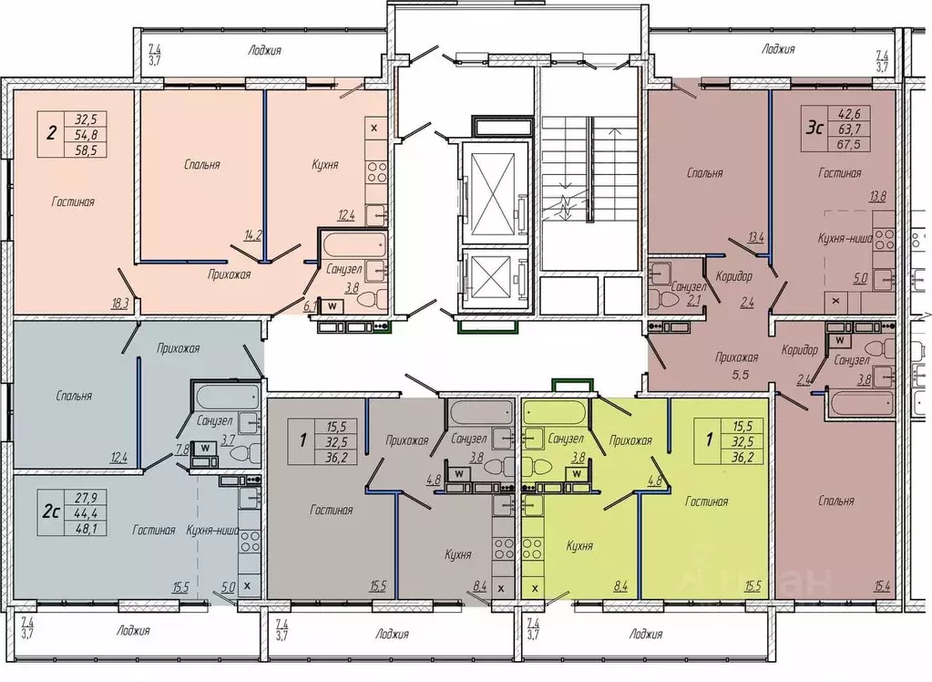 2-к кв. Кемеровская область, Кемерово просп. Притомский, 30Б (58.5 м) - Фото 2