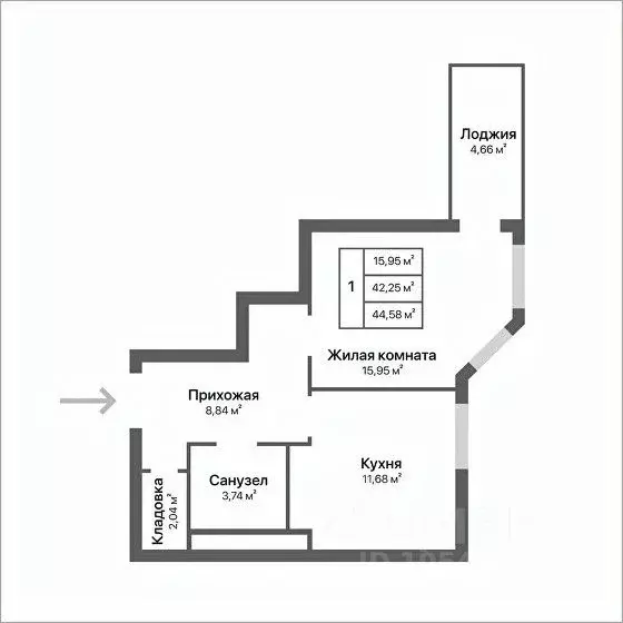 1-к кв. Калужская область, Калуга ул. Серафима Туликова, 4 (44.58 м) - Фото 0