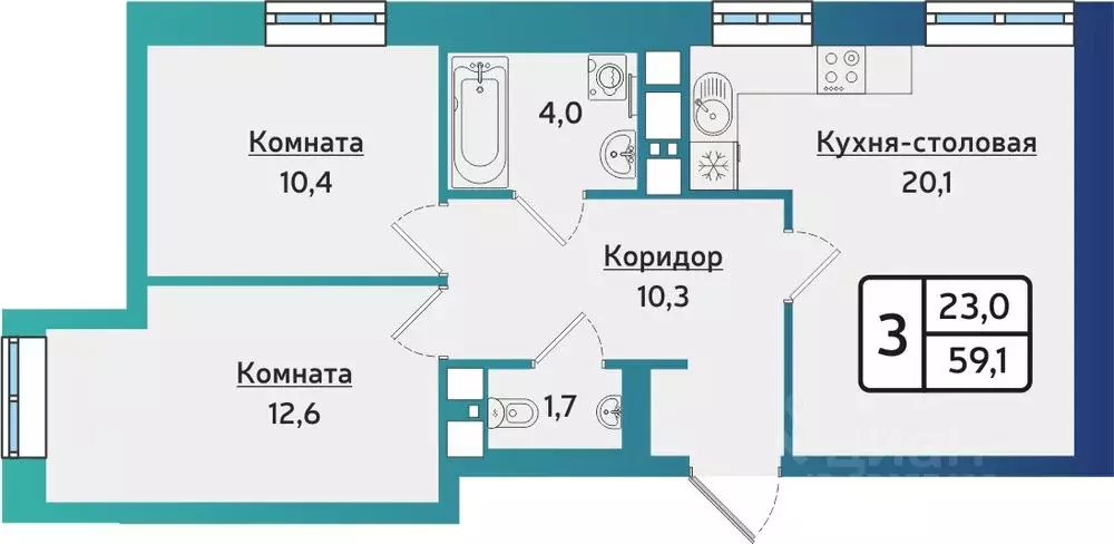 3-к кв. Удмуртия, Ижевск Аэропорт жилрайон, Артнова жилой комплекс ... - Фото 0
