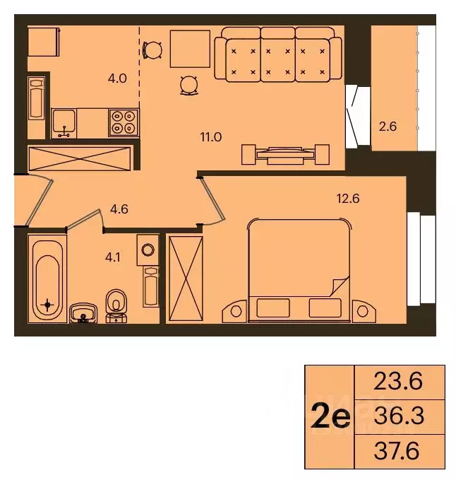 2-к кв. Красноярский край, Красноярск Мясокомбинат мкр,  (37.6 м) - Фото 1