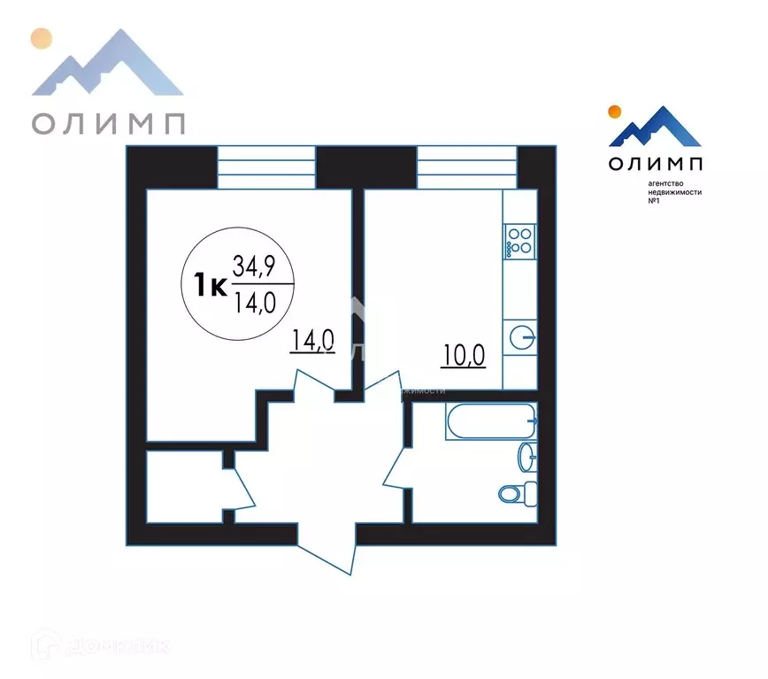 Продаётся 1-к квартира, 34.9 м - Фото 1