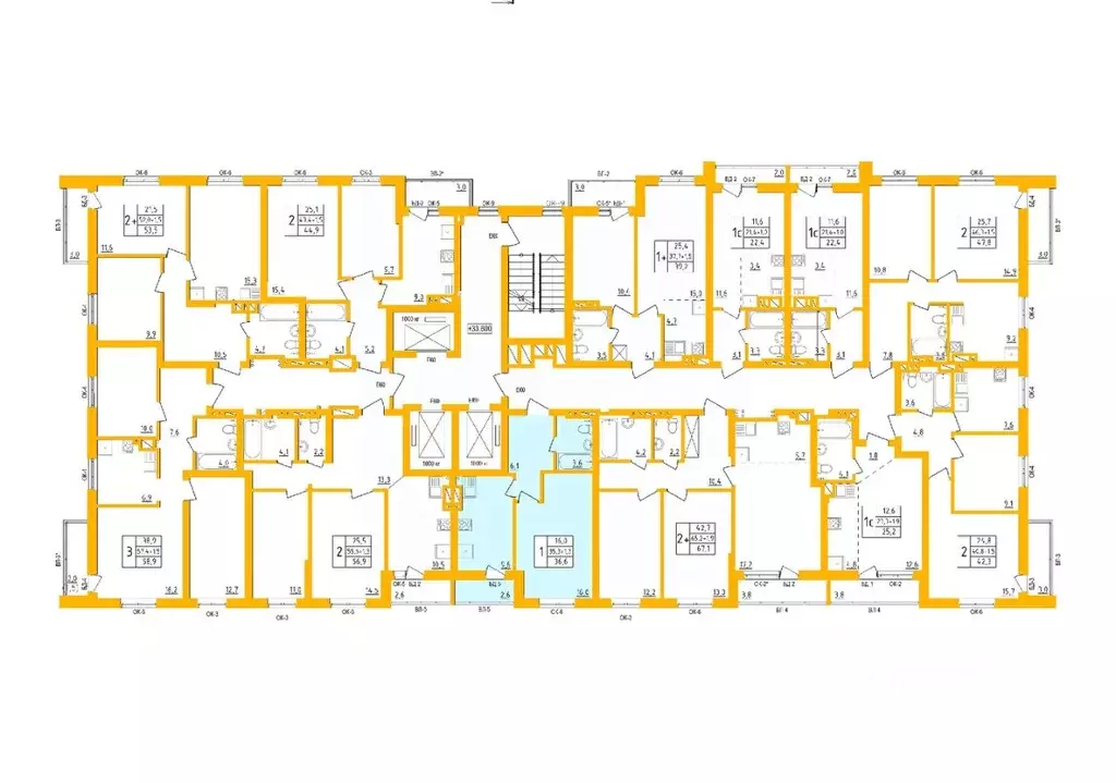 1-к кв. Башкортостан, Уфа Инорс-4Б мкр, Акварель жилой комплекс (36.2 ... - Фото 2