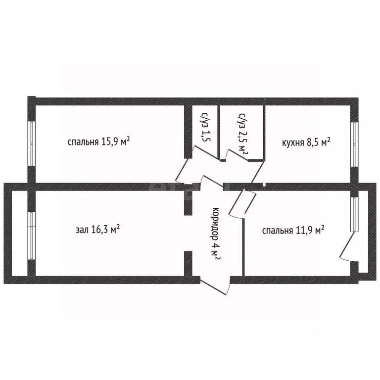 3-к кв. Адыгея, Майкоп Батарейная ул., 2Б (63.9 м) - Фото 2