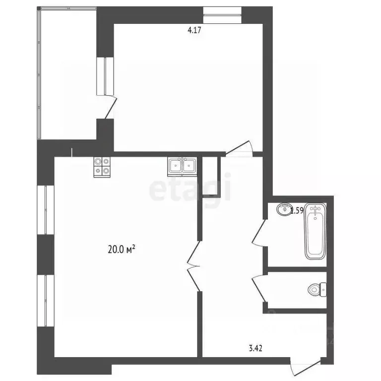 1-к кв. Тюменская область, Тюмень ул. Монтажников, 53 (49.4 м) - Фото 2
