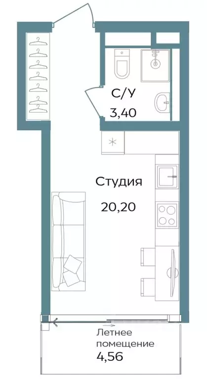 Студия Крым, Саки ул. Морская (28.16 м) - Фото 0