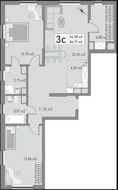 Продаётся 3-к квартира, 85.07 м - Фото 0