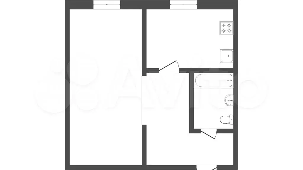 1-к. квартира, 29,5 м, 1/2 эт. - Фото 0