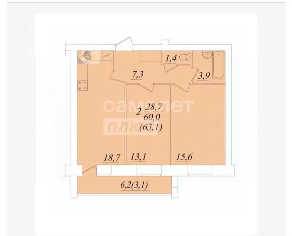 2-к кв. Вологодская область, Вологда Ленинградская ул., 108 (64.0 м) - Фото 1