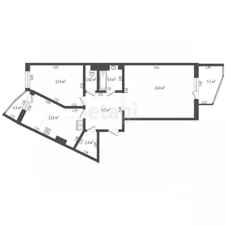 2-к кв. Краснодарский край, Новороссийск просп. Ленина, 91а (66.0 м) - Фото 2