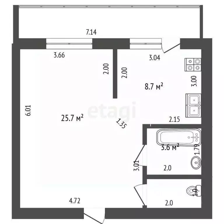 1-к кв. Чувашия, Чебоксары ул. Академика Королева, 3 (40.0 м) - Фото 1