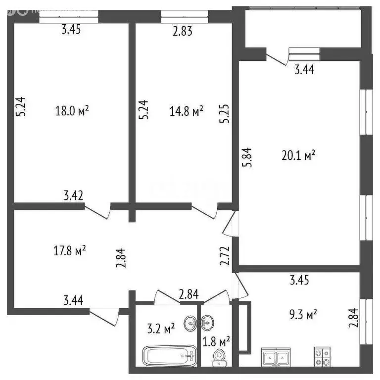 3-комнатная квартира: Санкт-Петербург, Будапештская улица, 17к3 (85 м) - Фото 2