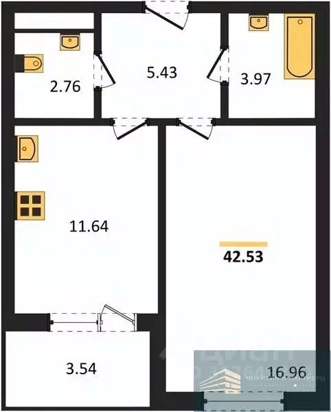 1-к кв. Воронежская область, Воронеж ул. Ломоносова, 116/2 (42.5 м) - Фото 0