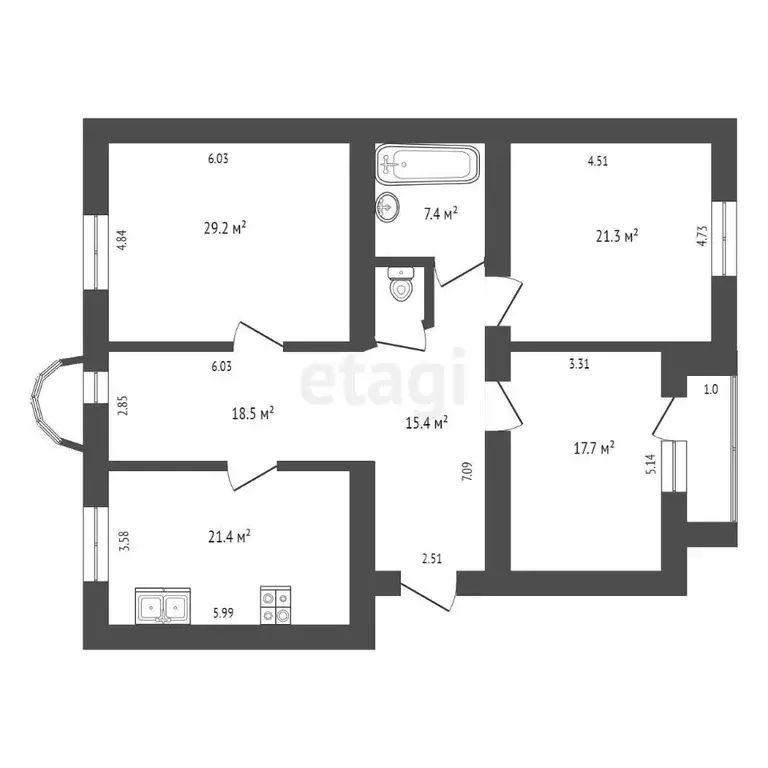 3-к кв. Омская область, Омск ул. Крупской, 25/1 (133.0 м) - Фото 1