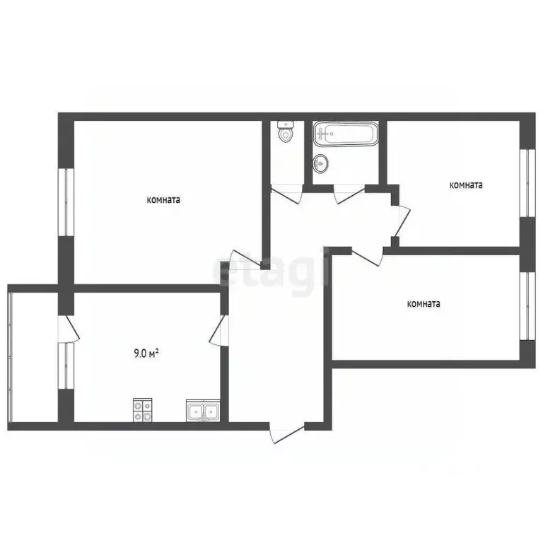 3-к кв. Ярославская область, Рыбинский муниципальный округ, д. ... - Фото 2