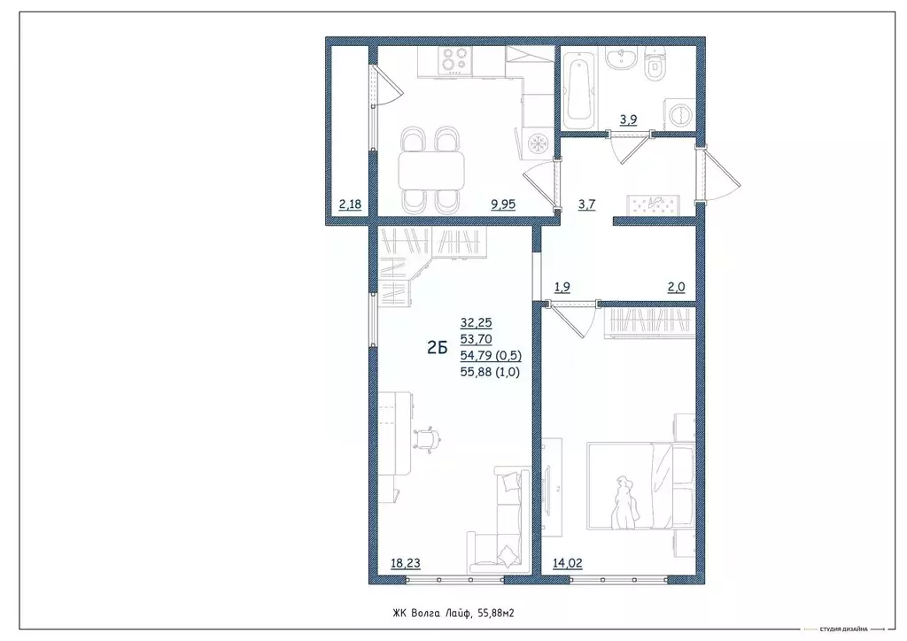 2-к кв. Тверская область, Тверь Новочеркасская ул., 49 (55.88 м) - Фото 2