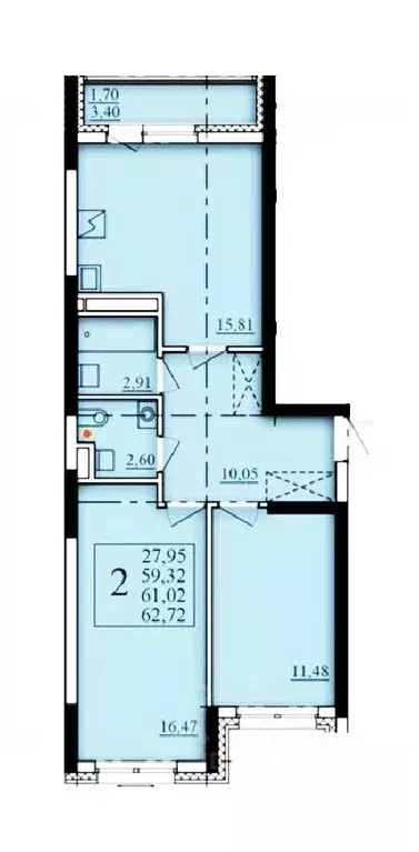 2-к кв. Башкортостан, Уфа Затон-Восточный жилрайон, Паруса жилой ... - Фото 1