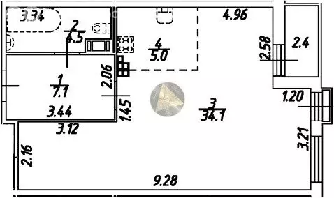 Квартира-студия: Санкт-Петербург, Бронницкая улица, 11 (51.9 м) - Фото 1