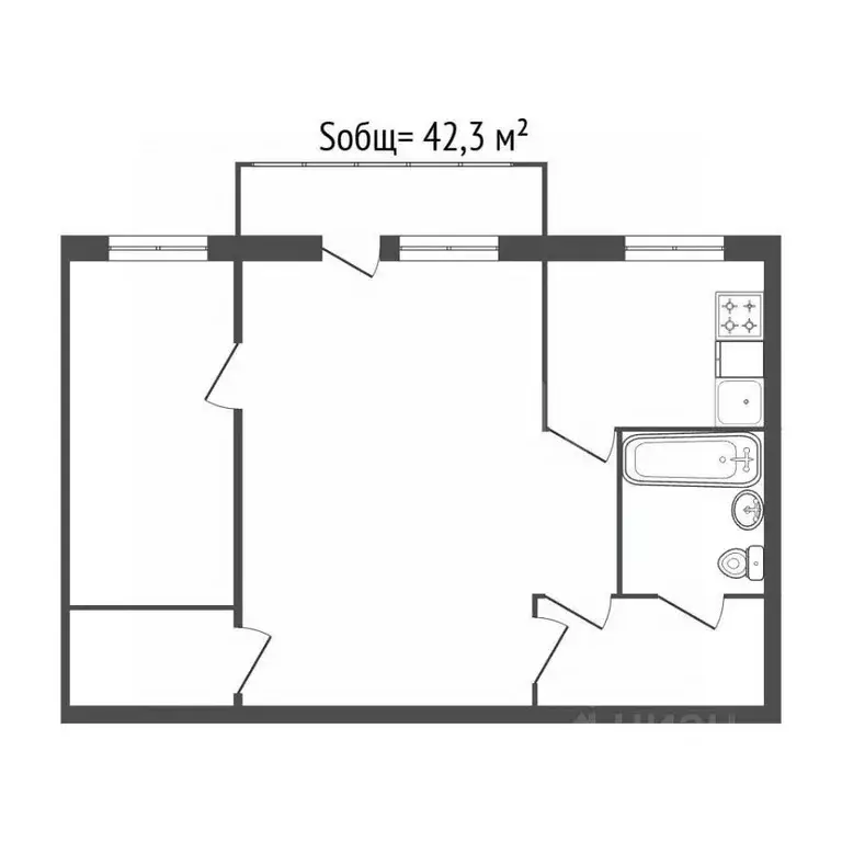 2-к кв. Брянская область, Брянск ул. Красных Партизан, 29 (42.3 м) - Фото 2