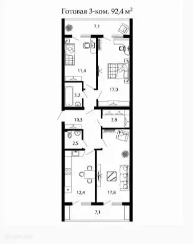 Продаётся 3-к квартира, 92.3 м - Фото 1