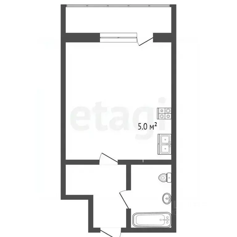Студия Ямало-Ненецкий АО, Новый Уренгой Созидателей мкр, 2к1 (27.8 м) - Фото 2