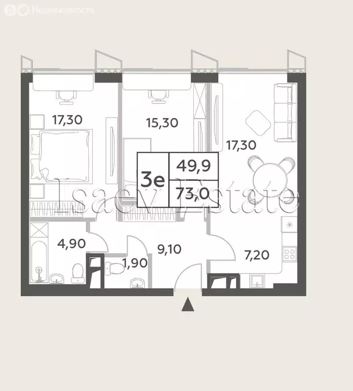 2-комнатная квартира: Москва, улица Генерала Дорохова, 1 (73 м) - Фото 1