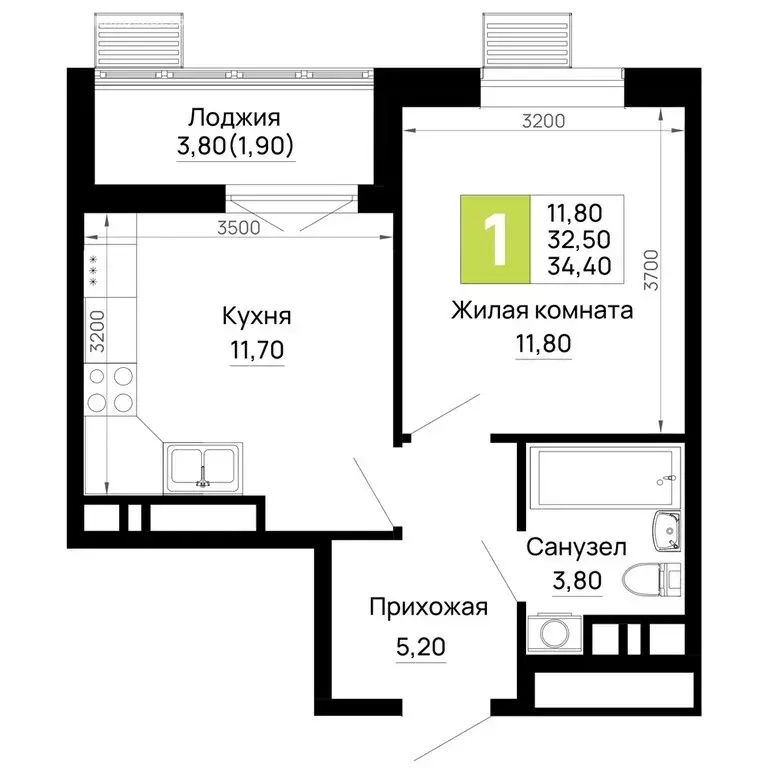 1-комнатная квартира: Тахтамукайский район, посёлок городского типа ... - Фото 1